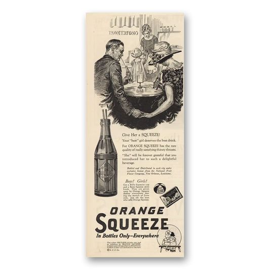 1924 Orange Squeeze Give Her a Squeeze Vintage Magazine Print Ad