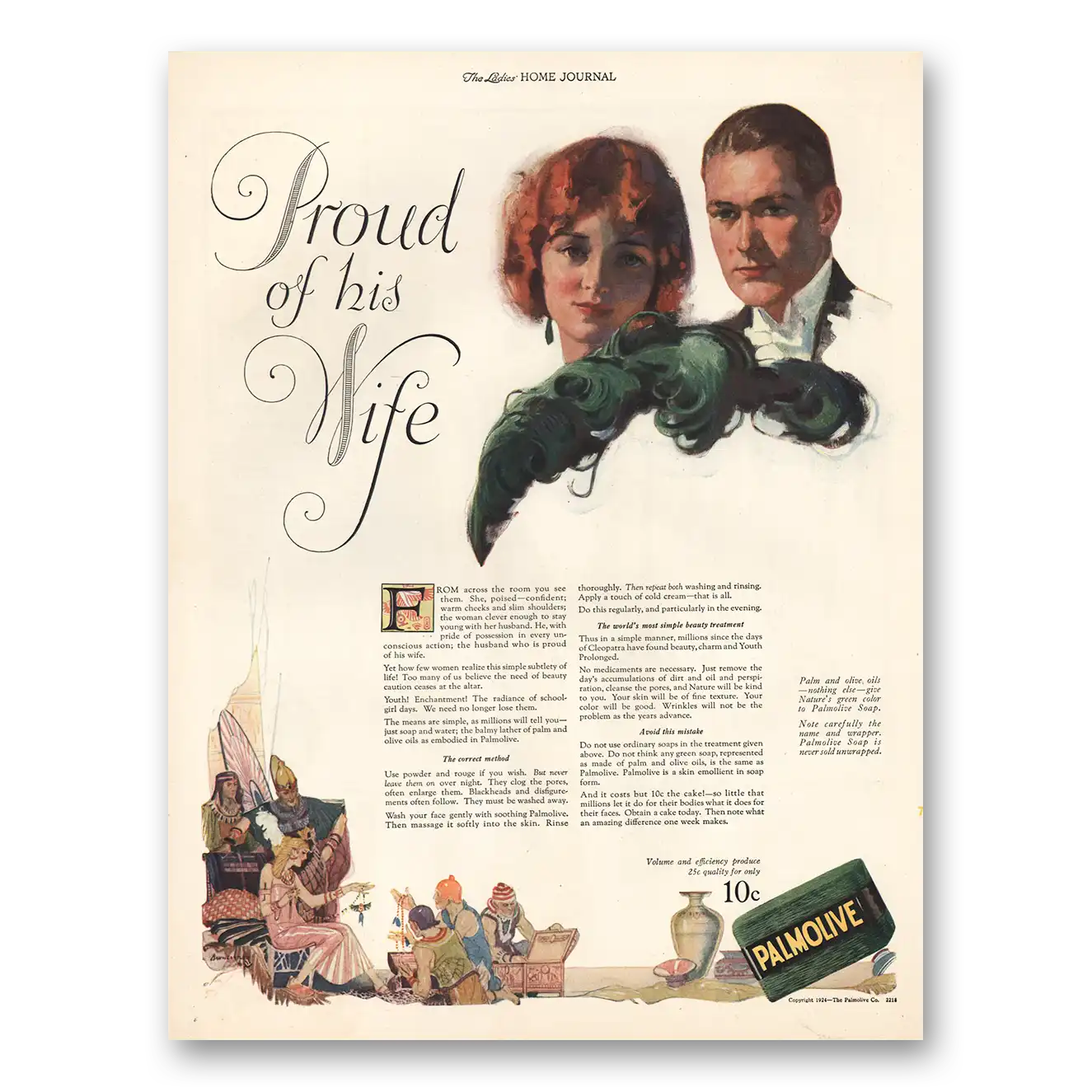 1924 Palmolive Soap Proud of His Wife Vintage Magazine Print Ad