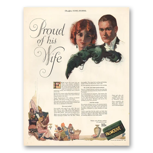 1924 Palmolive Soap Proud of His Wife Vintage Magazine Print Ad