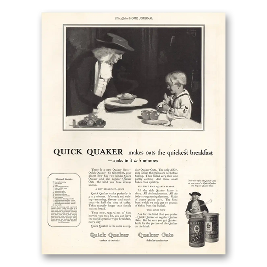 1924 Quaker Oats Makes Oaks Quickest Breakfast Vintage Magazine Print Ad