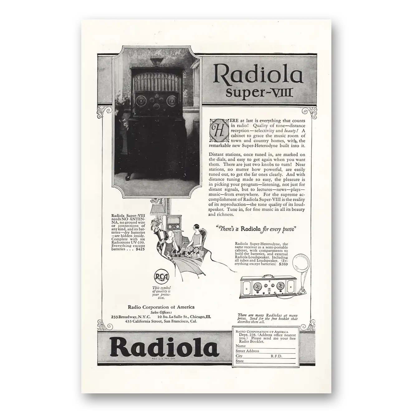 1924 RCA Radiola Radio Super VIII Here at Last is Everything Vintage Magazine Print Ad