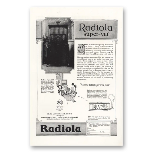 1924 RCA Radiola Radio Super VIII Here at Last is Everything Vintage Magazine Print Ad