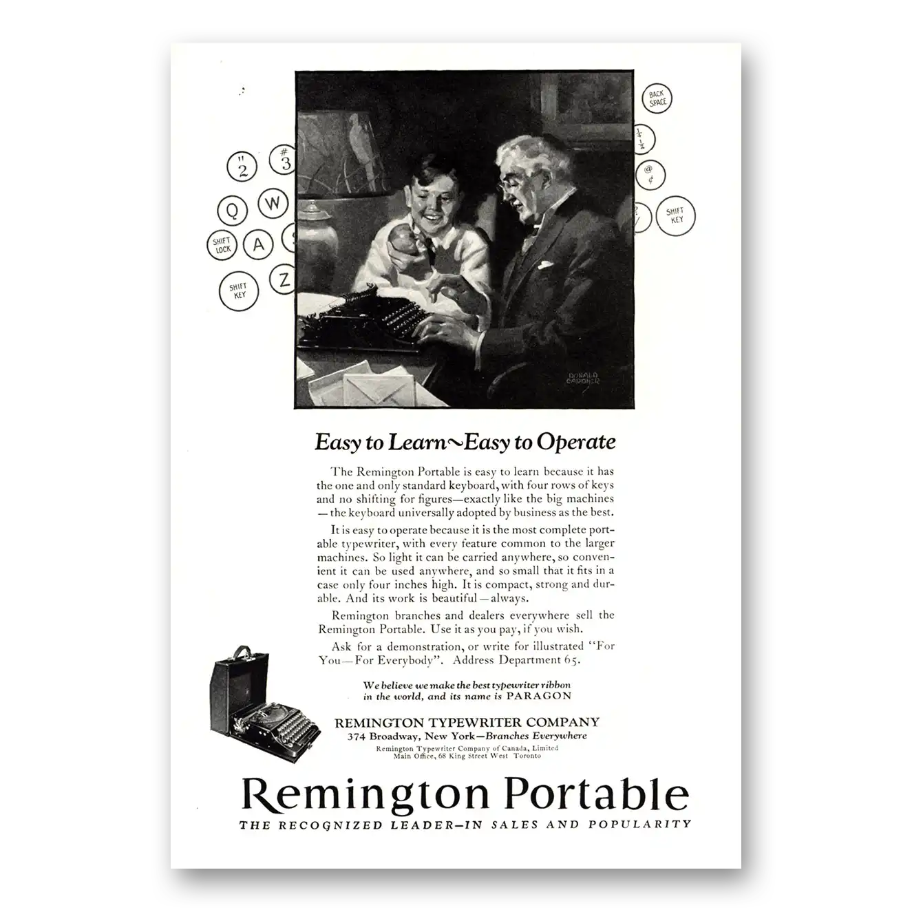 1924 Remington Typewriter Easy to Learn Operate Vintage Magazine Print Ad