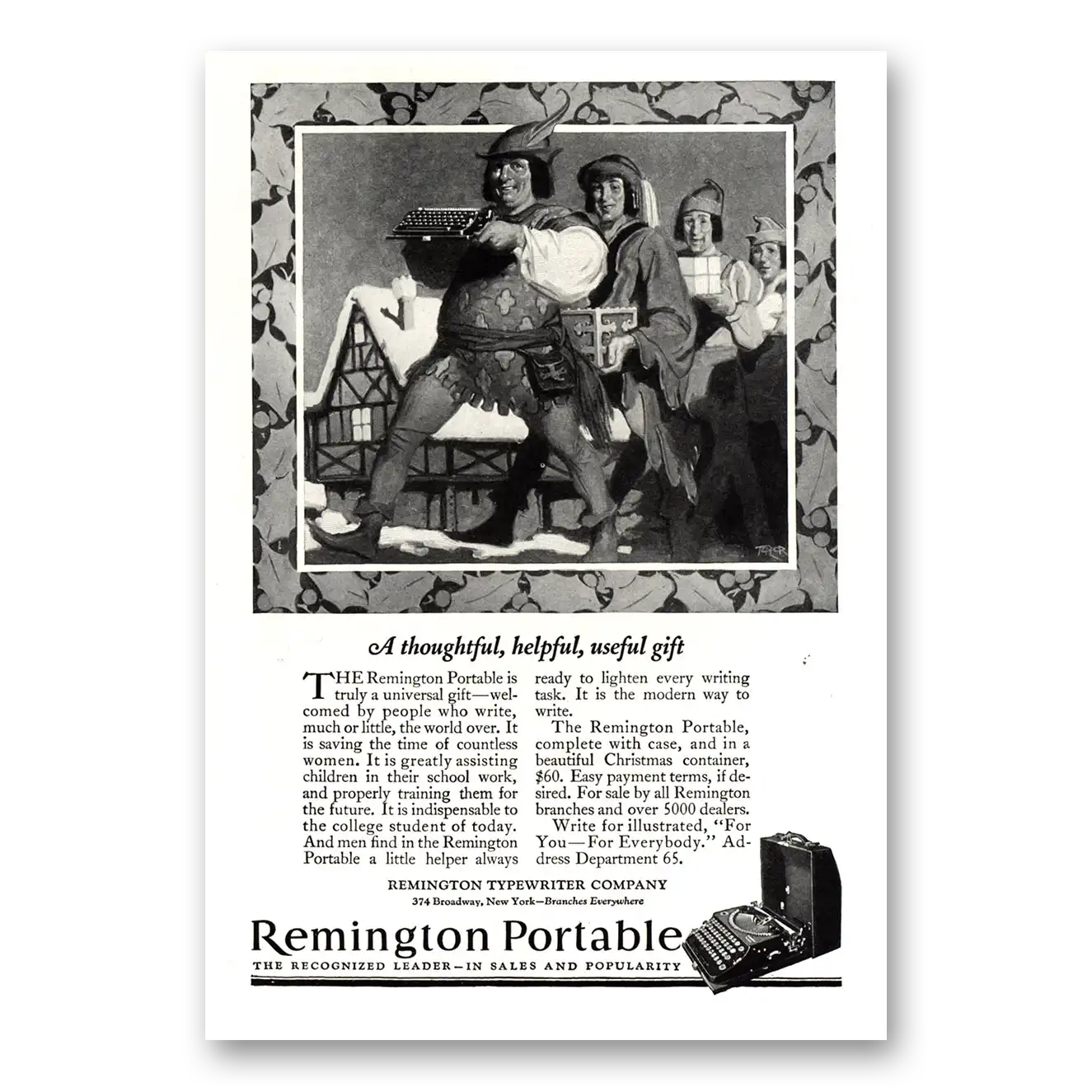 1924 Remington Typewriter Thoughtful Helpful Vintage Magazine Print Ad