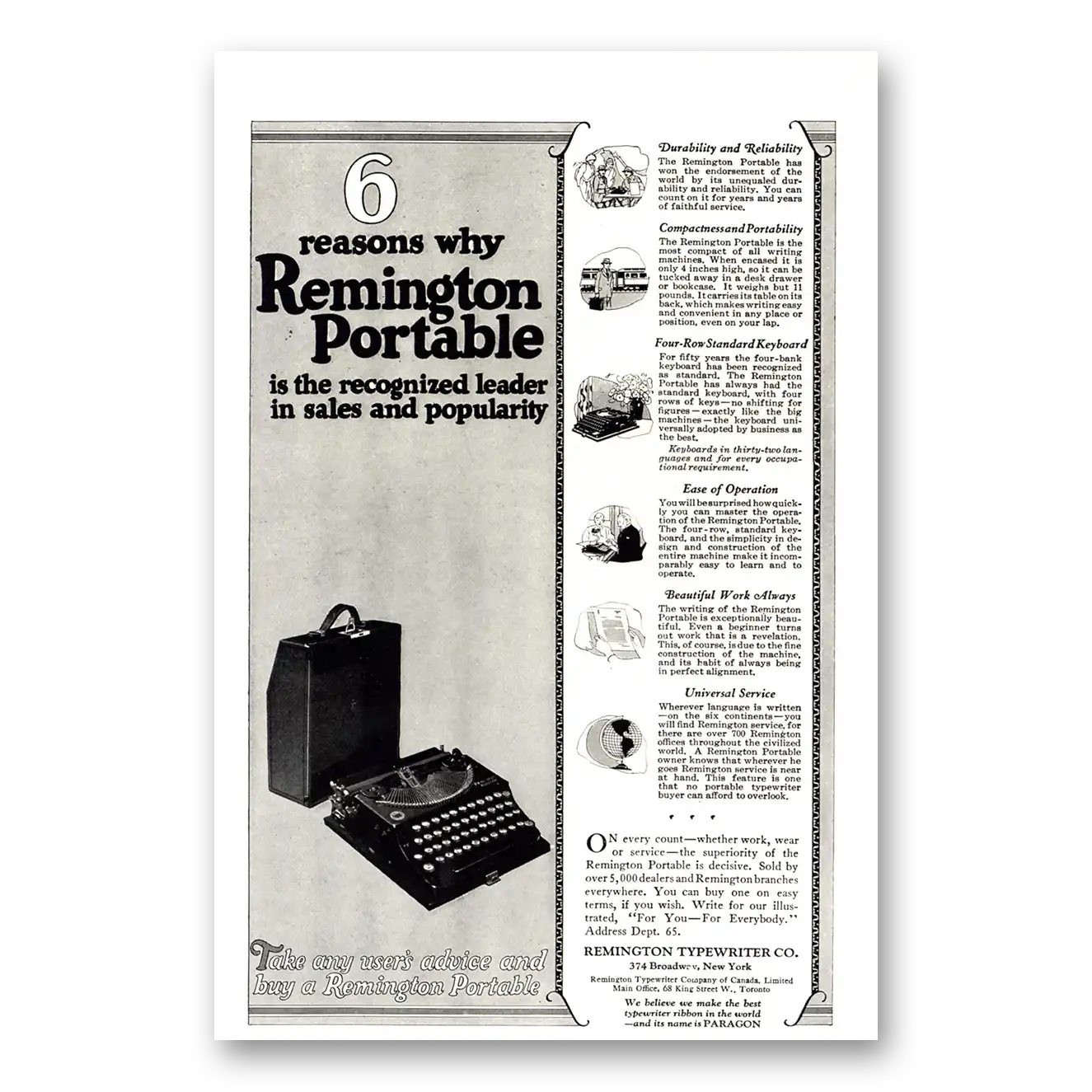 1924 Remington Typewriter Sales and Popularity Vintage Magazine Print Ad