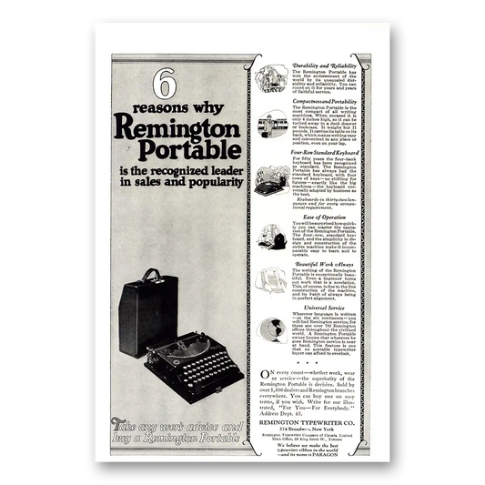 1924 Remington Typewriter Sales and Popularity Vintage Magazine Print Ad