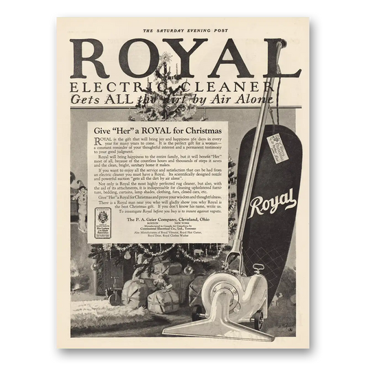 1924 Royal Electric Cleaner Give Her Royal for Christmas Vintage Magazine Print Ad