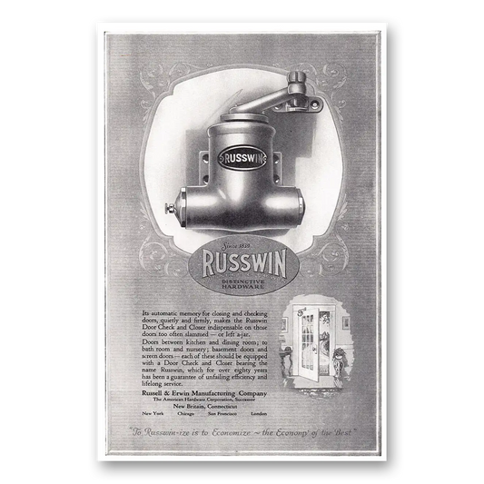 1924 Russwin Hardware Automatic Memory for Closing and Checking Doors Vintage Magazine Print Ad