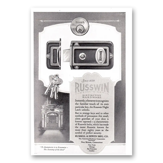 1924 Russwin Hardware Familiar Touch With Its Own Particular Key Vintage Magazine Print Ad