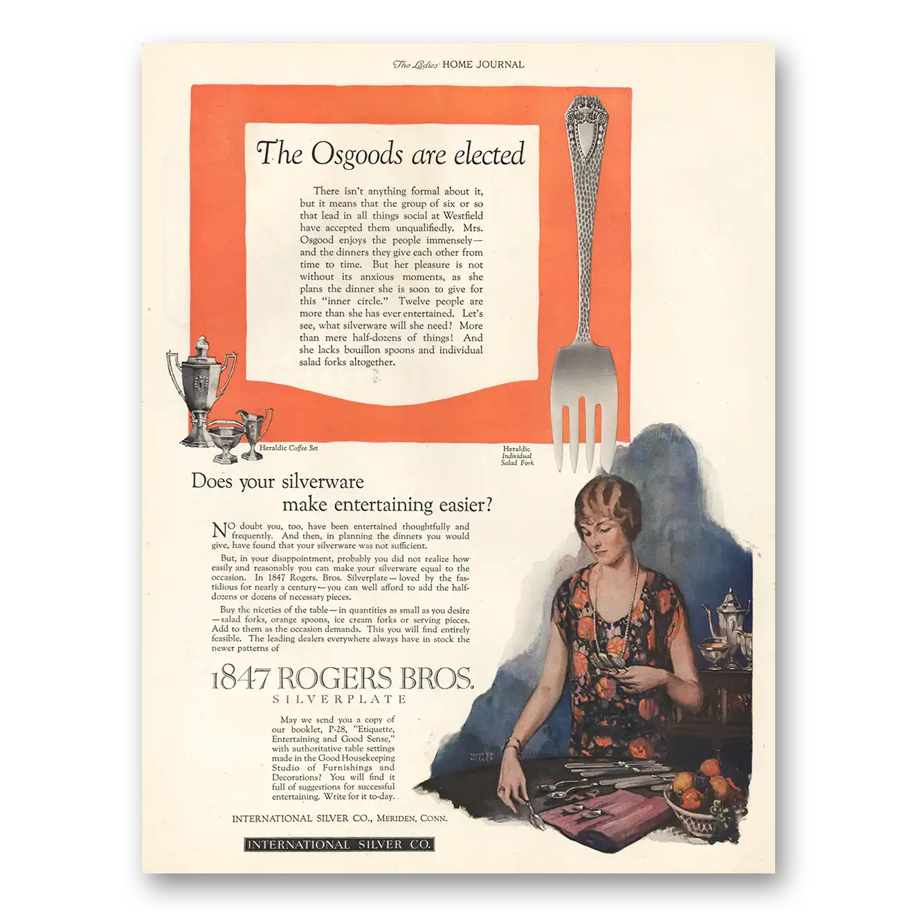 1924 1847 Rogers Bros Osgoods Are Elected Vintage Magazine Print Ad