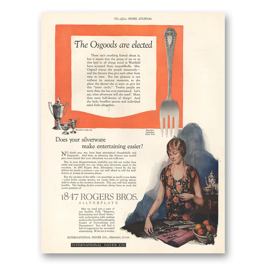 1924 1847 Rogers Bros Osgoods Are Elected Vintage Magazine Print Ad