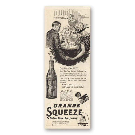 1924 Orange Squeeze Your Best Girl Deserve the Best Drink Vintage Magazine Print Ad