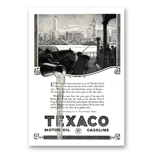 1924 Texaco Motor Oils Gasoline Wonder City of America New York Vintage Magazine Print Ad