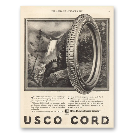 1924 USCO Cord Tires Good Many Men Believed Vintage Magazine Print Ad