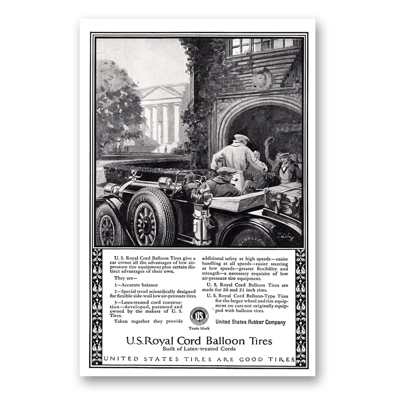 1924 US Royal Tires Give a Car Owners All the Advantages Vintage Magazine Print Ad