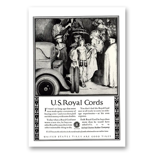 1924 US Royal Tires Men Made Quite Ceremony of Buying Tire Vintage Magazine Print Ad