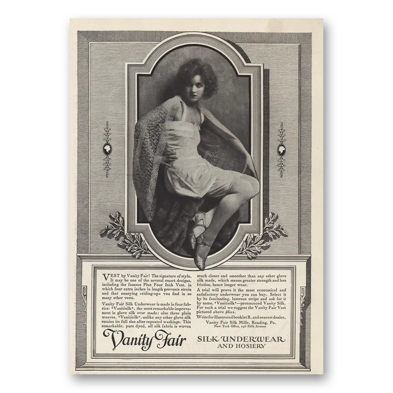 1924 Vanity Fair Undergarments Silk Underwear and Hosiery Vintage Magazine Print Ad