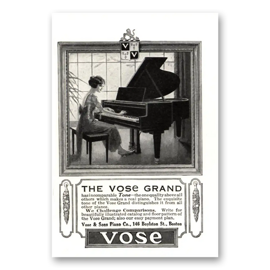 1924 Vose Piano Grand Piano Incomparable Tone Vintage Magazine Print Ad