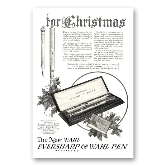 1924 Wahl Eversharp Pen Christmas Vintage Magazine Print Ad