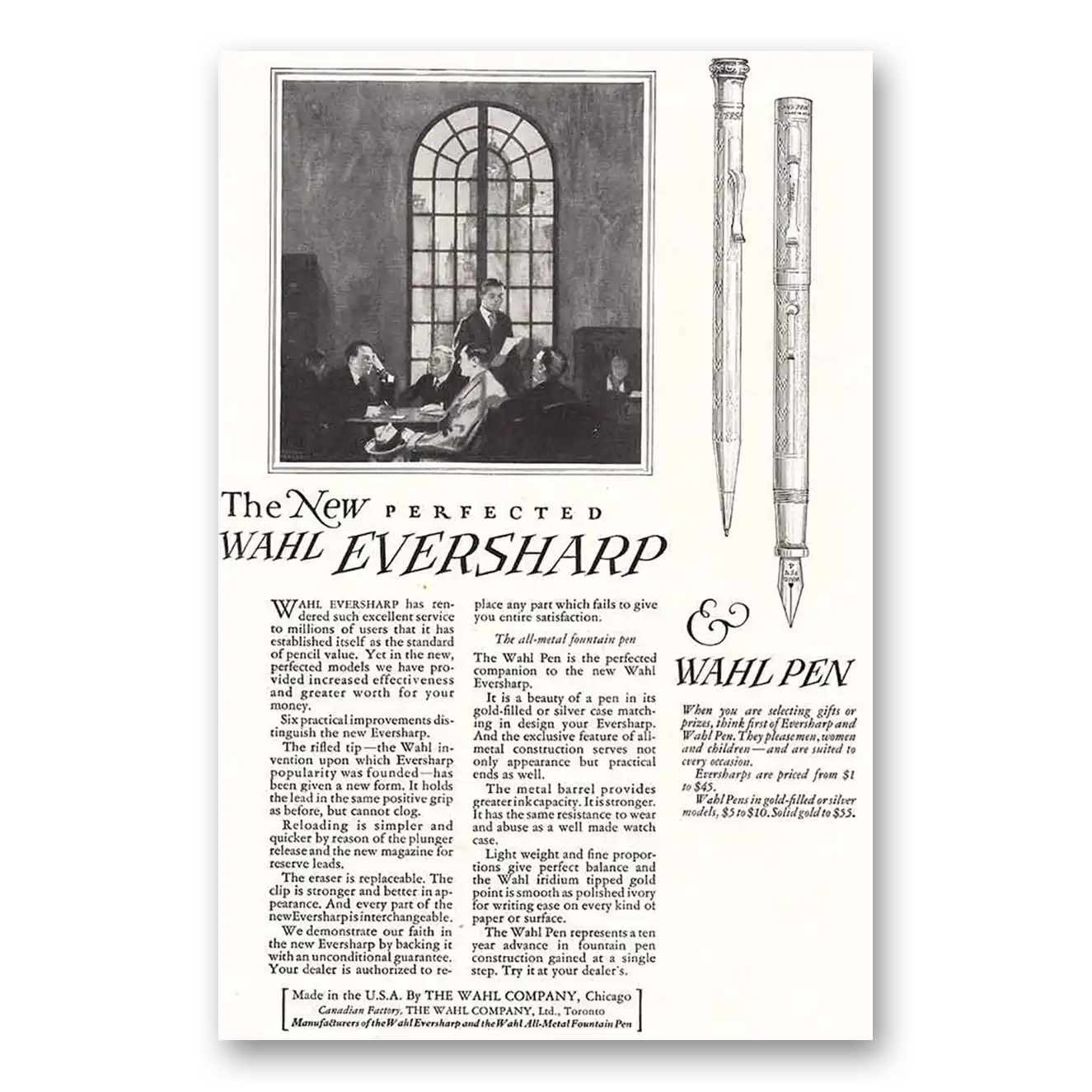 1924 Wahl Eversharp New Perfected Wahl Eversharp Vintage Magazine Print Ad