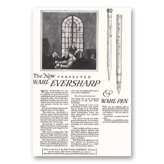 1924 Wahl Eversharp New Perfected Wahl Eversharp Vintage Magazine Print Ad