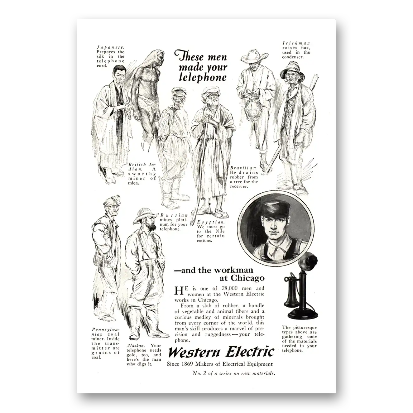 1924 Western Electric These Men Made Your Telephone Vintage Magazine Print Ad