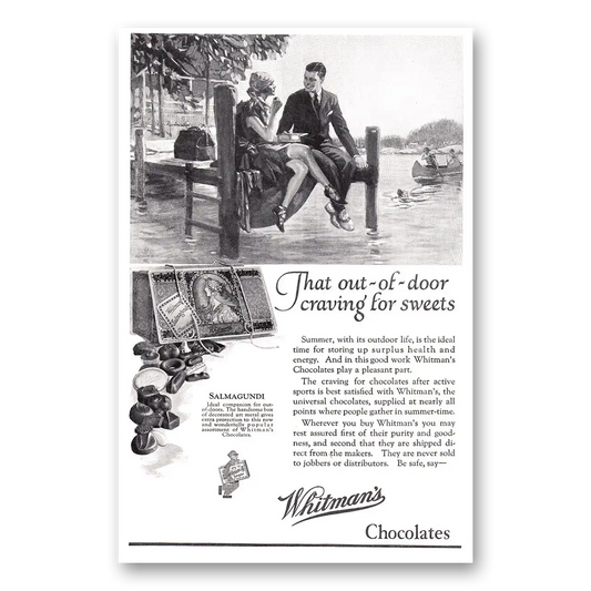 1924 Whitmans Chocolates That Out of Door Craving for Sweets Vintage Magazine Print Ad