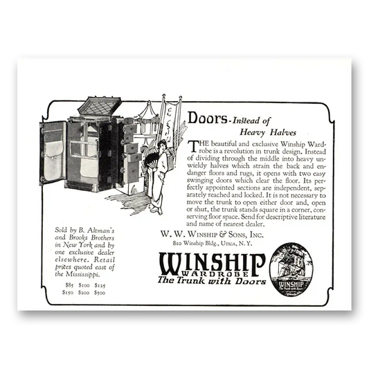 1924 Winship Luggage Wardrobe Doors Instead of Heavy Halves Vintage Magazine Print Ad