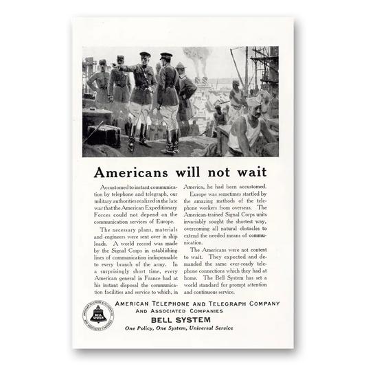 1925 American Telephone Americans Will Not Wait Vintage Magazine Print Ad