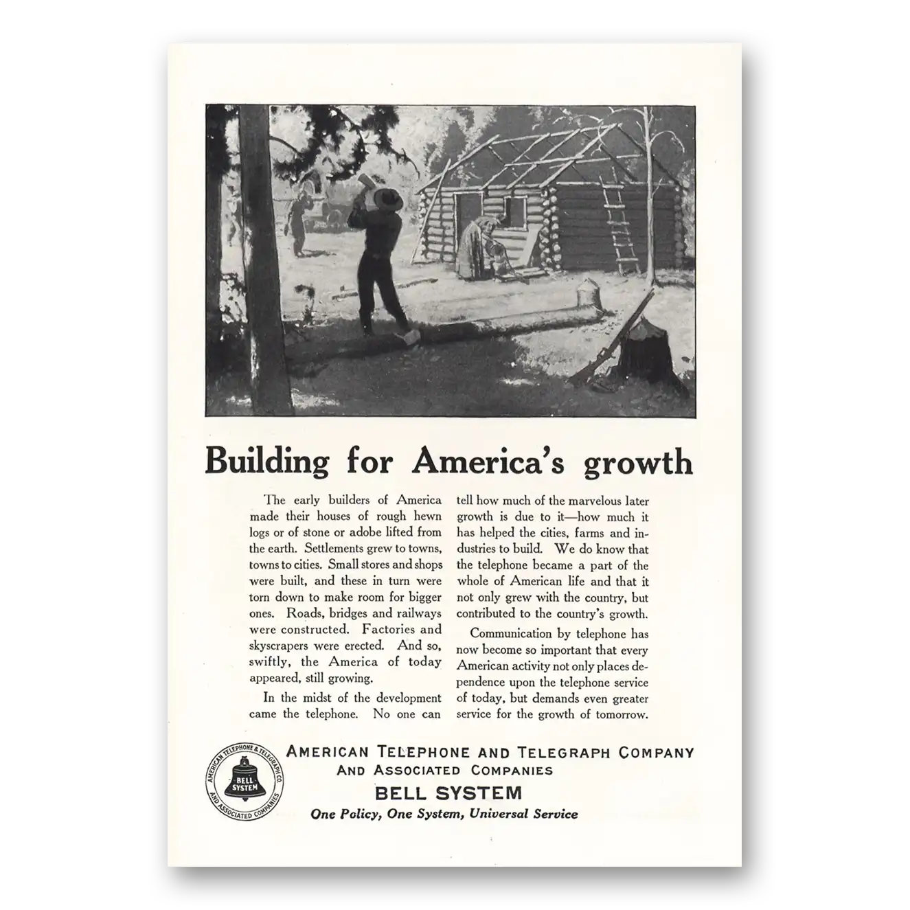 1925 American Telephone Building for Americas Growth Vintage Magazine Print Ad