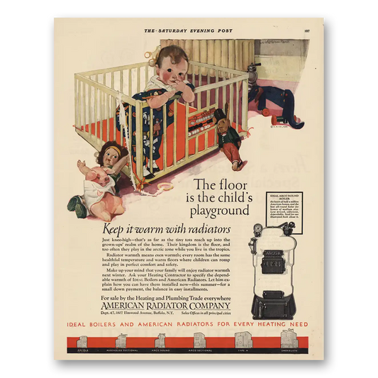 1925 American Radiator Floor Is Childs Playground Vintage Magazine Print Ad