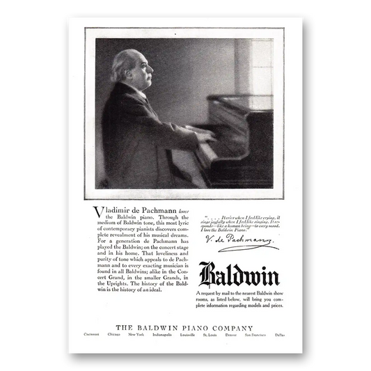 1925 Baldwin Piano Vladimir de Pachmann Vintage Magazine Print Ad