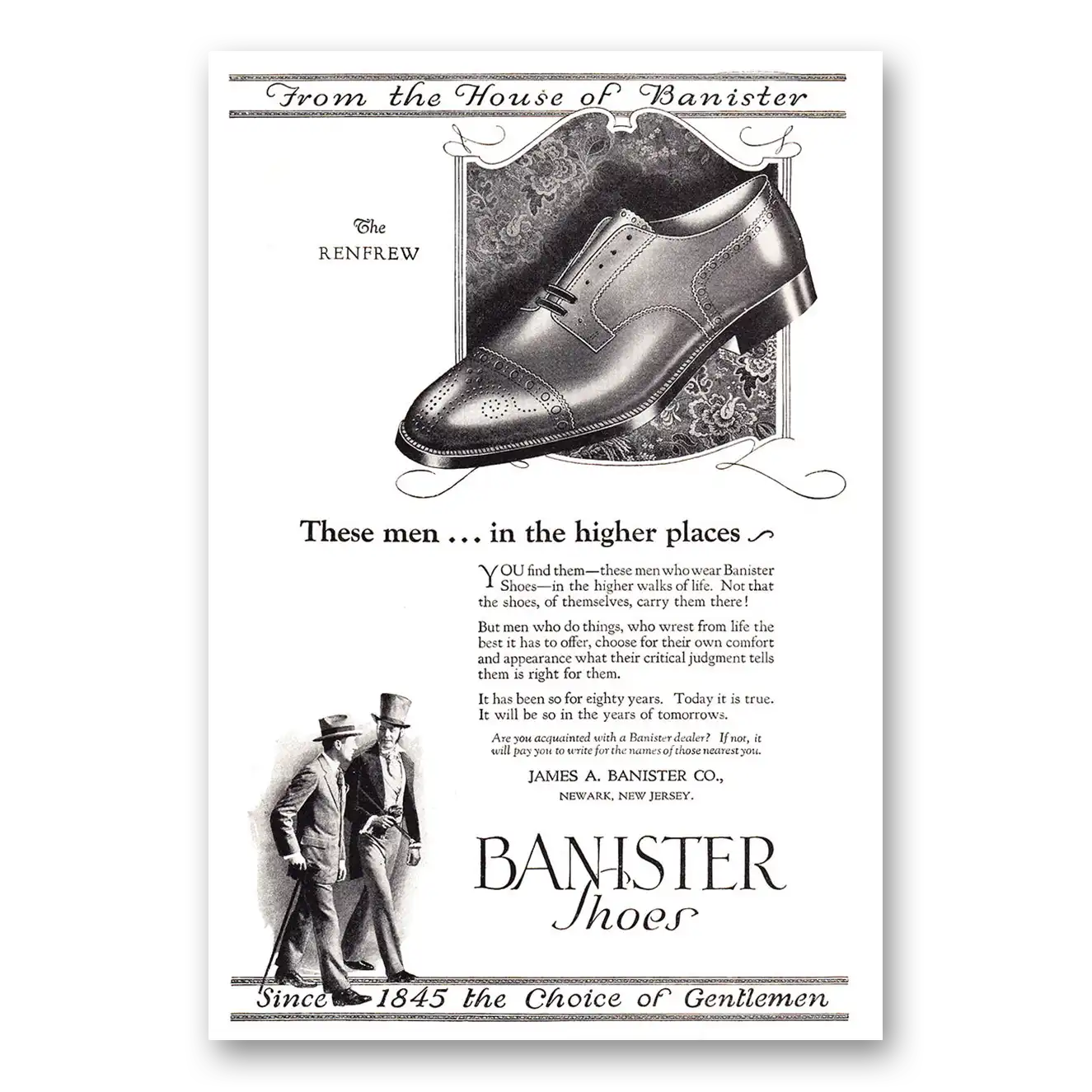 1925 Banister Shoes These Men in the Higher Places Renfrew Vintage Magazine Print Ad