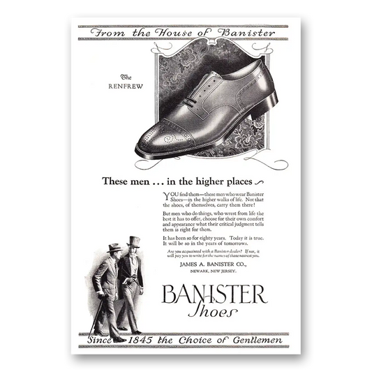 1925 Banister Shoes These Men in the Higher Places Renfrew Vintage Magazine Print Ad