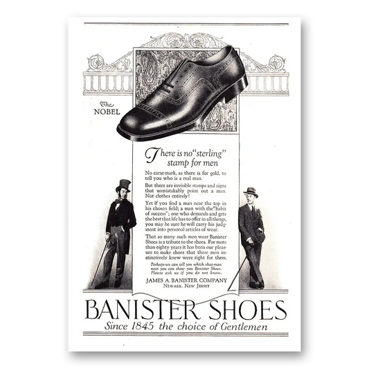 1925 Banister Shoes Nobel There is No Sterling Stamp for Men Vintage Magazine Print Ad