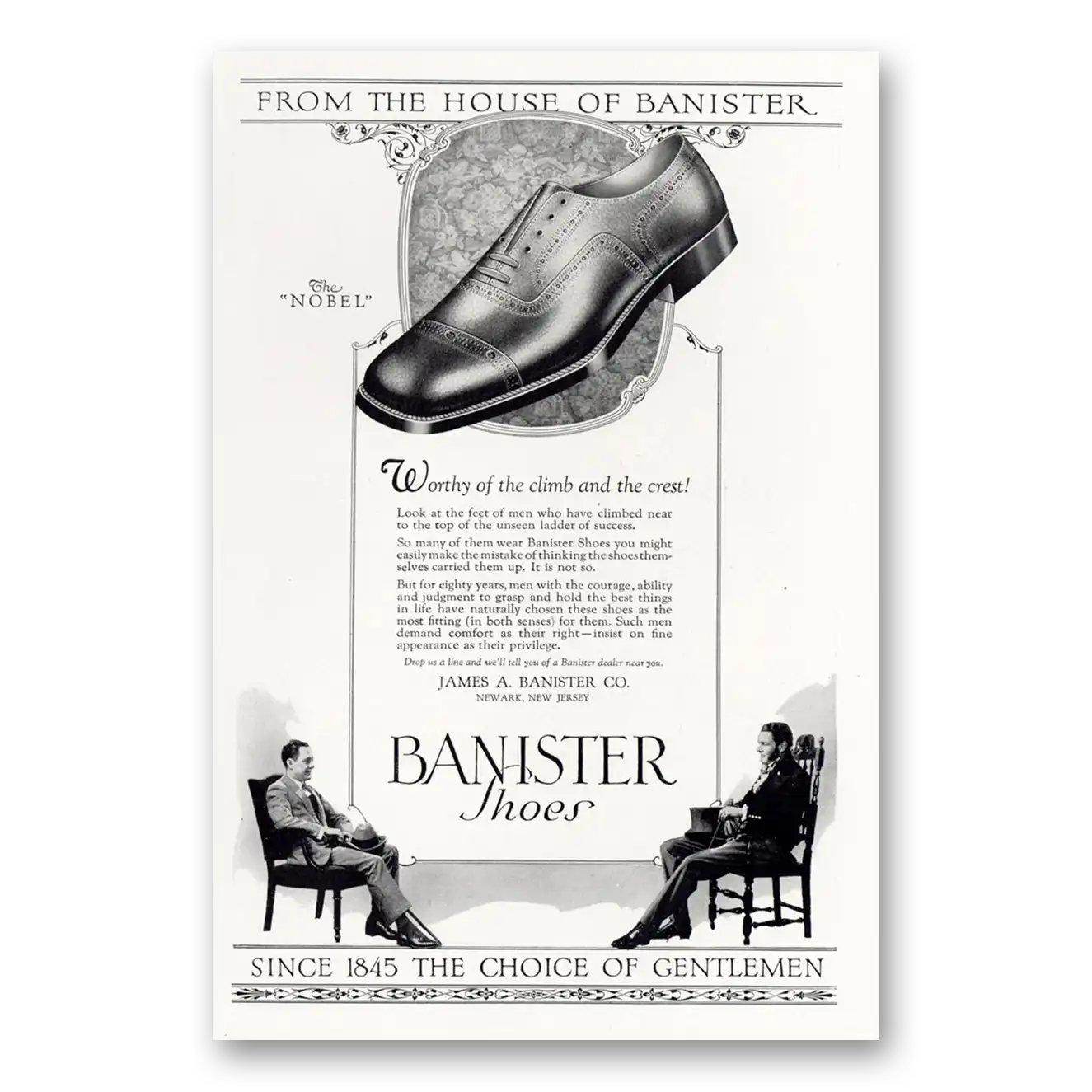 1925 Banister Shoes Worthy of the Climb Vintage Magazine Print Ad