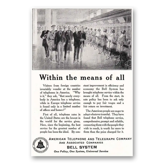 1925 American Telephone Within the Means of All Vintage Magazine Print Ad