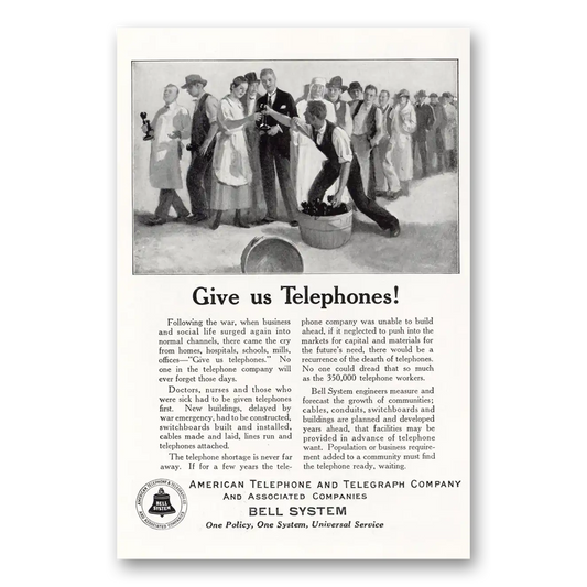 1925 American Telephone Give Us Telephones Vintage Magazine Print Ad