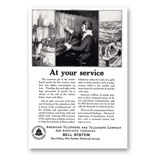 1925 American Telephone At Your Service Vintage Magazine Print Ad