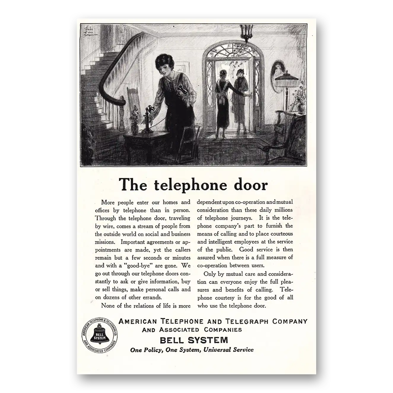 1925 American Telephone Telephone Door Vintage Magazine Print Ad