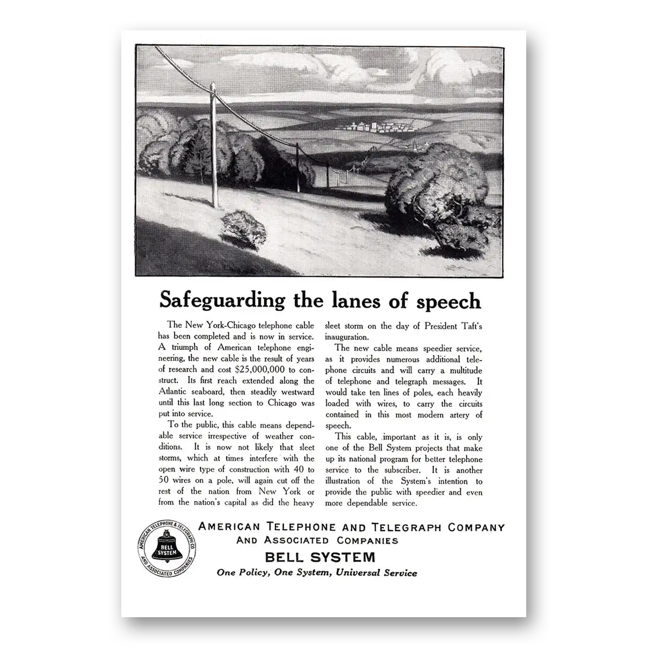 1925 American Telephone Safeguarding the Lanes of Speech Vintage Magazine Print Ad