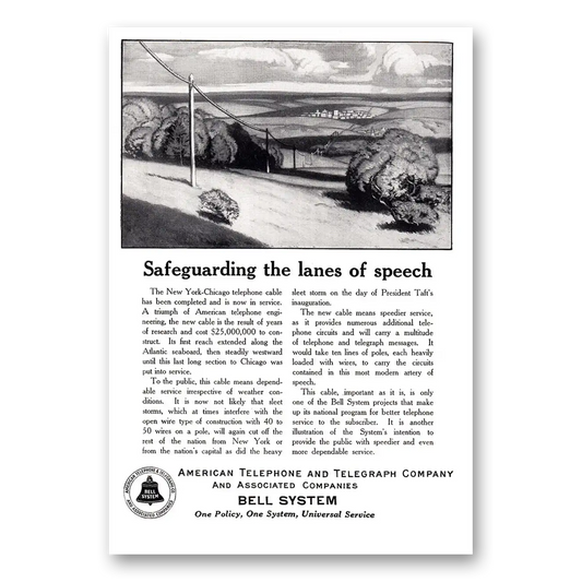 1925 American Telephone Safeguarding the Lanes of Speech Vintage Magazine Print Ad