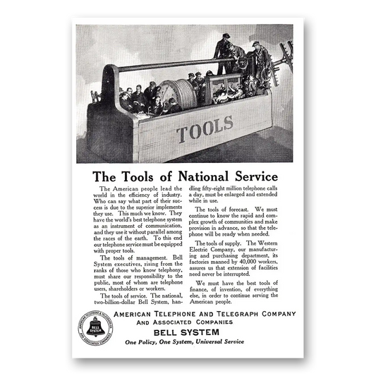 1925 American Telephone Tools of National Service Vintage Magazine Print Ad