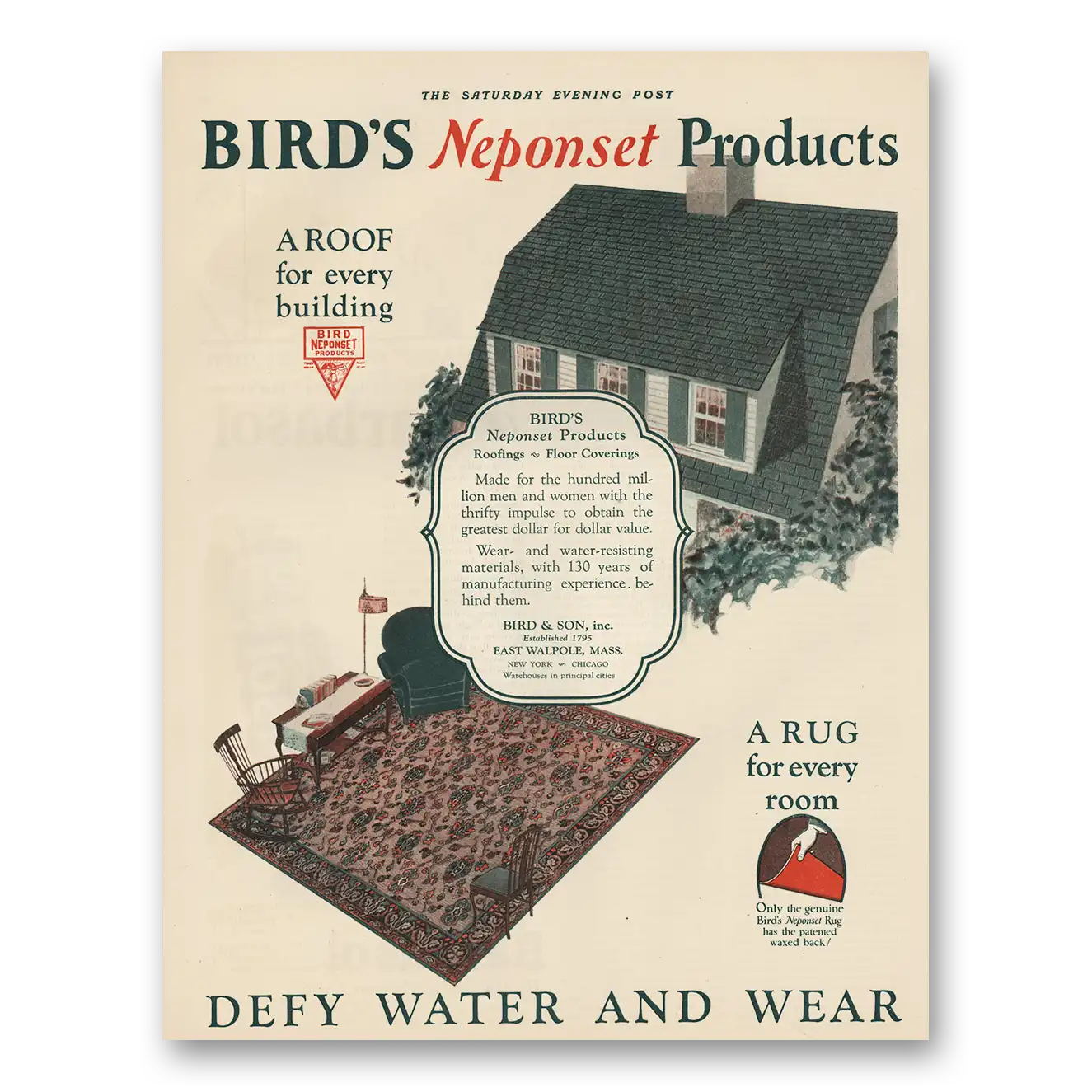 1925 Birds Neponset Products Roof for Every Building Vintage Magazine Print Ad