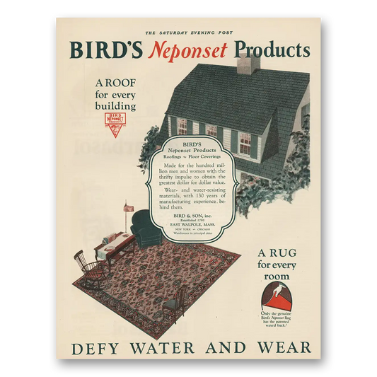 1925 Birds Neponset Products Roof for Every Building Vintage Magazine Print Ad