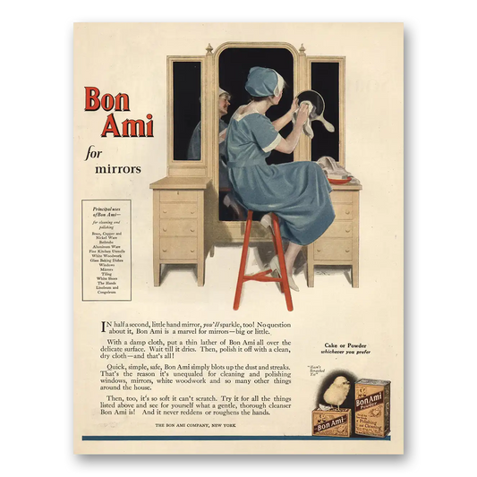 1925 Bon Ami Cleaning Powder Bon Ami for Mirrors Vintage Magazine Print Ad