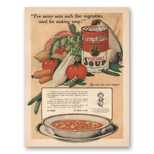 1925 Campbells Vegetable Soup Never Seen Such Fine Food Vintage Magazine Print Ad