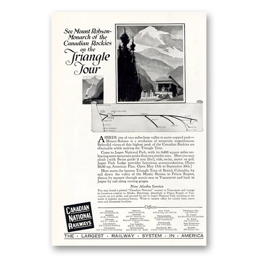 1925 Canadian National Railways Mount Robson Vintage Magazine Print Ad