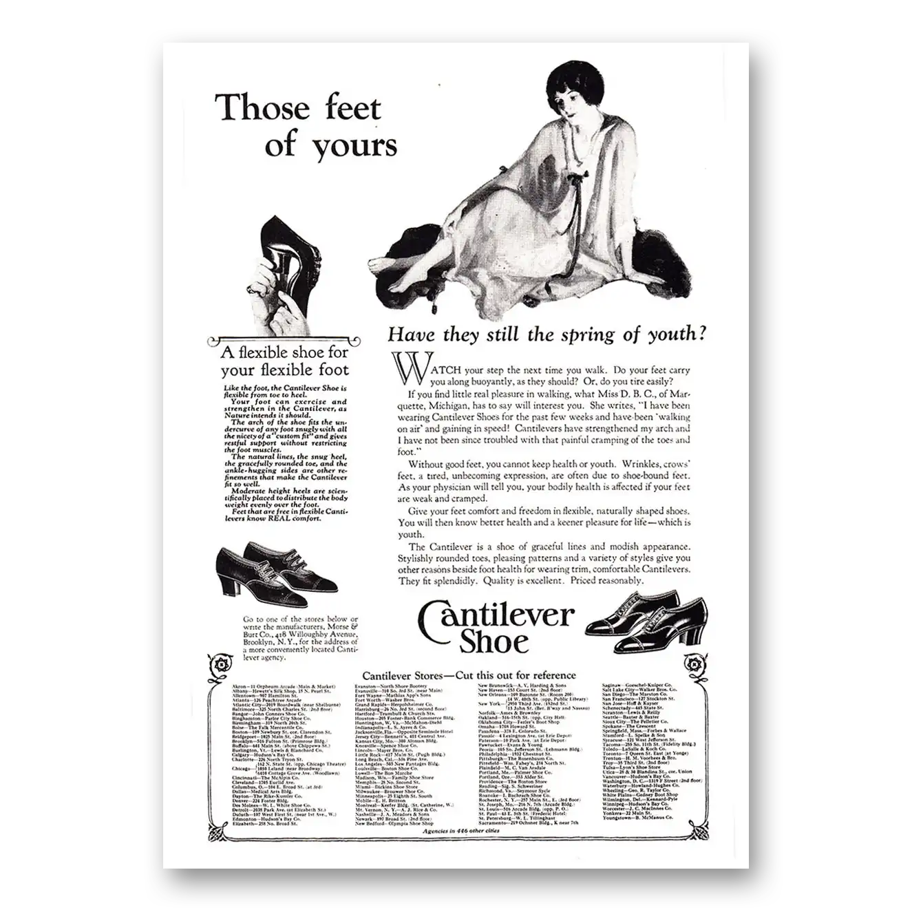 1925 Cantilever Shoe Those Feet of Yours Vintage Magazine Print Ad