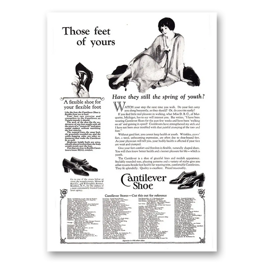 1925 Cantilever Shoe Those Feet of Yours Vintage Magazine Print Ad